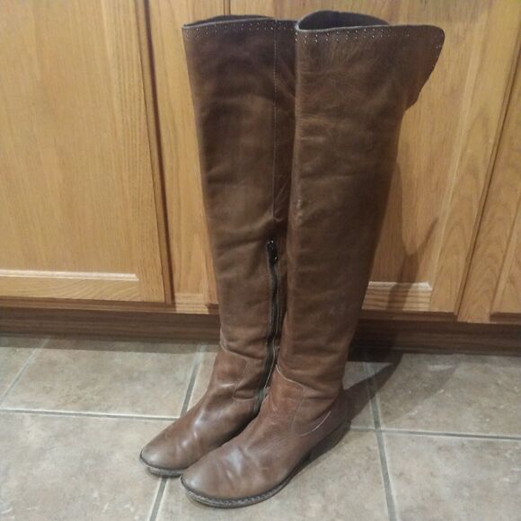 KORK-EASE TALL Brown Leather Low Heel Knee High BOOTS US 9 EU 40.5 - Picture 2 of 12